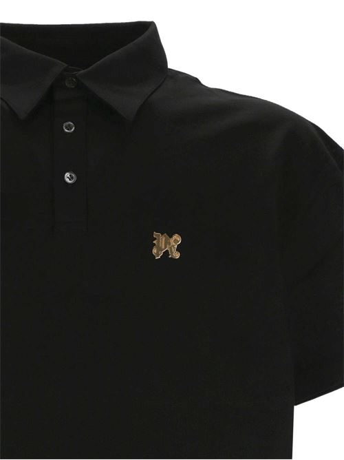 Black polo shirt with logo on the chest PALM ANGELS | PMGB017R24FAB0011076